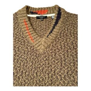 Ted Baker London Newtub khaki green wool blend textured V-neck sweater size 5 -L
